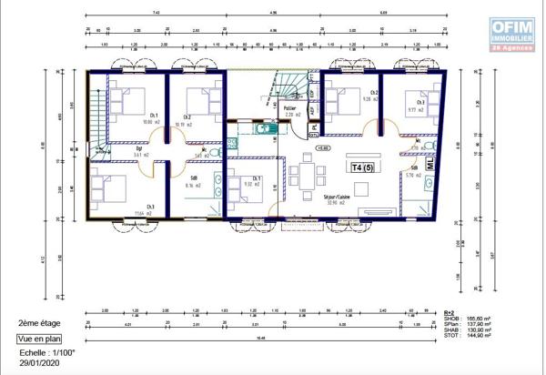 Immeuble neuf de cinq appartements quatre T4 et un T1 à St Louis