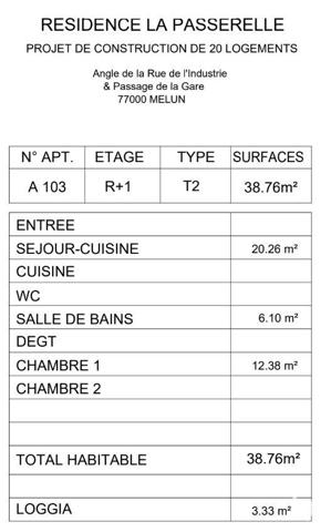 Appartement à vendre 2 pièces 39 m² Melun