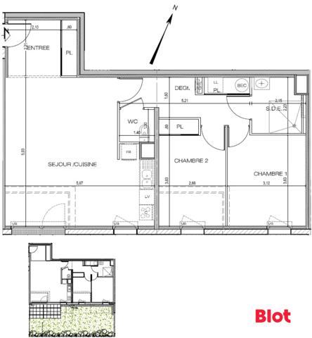 Appartement 3 pièce(s)