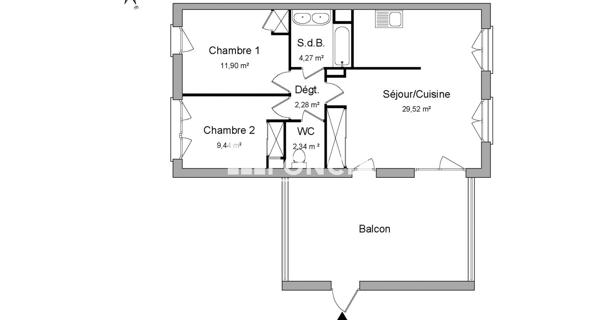 Location Appartement 3 pièces 59.75 m² - Villeurbanne 69100