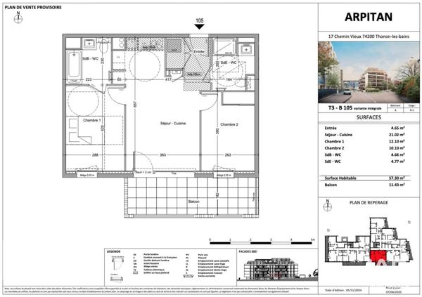 Appartement à vendre 3 pièces 57 m² Thonon-les-Bains