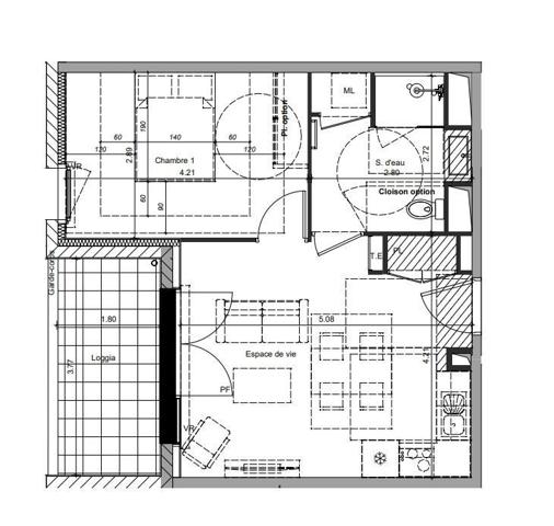 Appartement 2 pièces de 38 m² à Chalonnes-sur-Loire (49290)