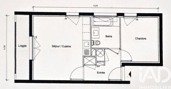 Appartement à vendre 2 pièces 41,45 m² Bègles