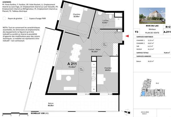 APPARTEMENT T3- 70,46 m² Idéalement situé: 227000  avec terrasse , double garage. Très Grand confort MONTEUX (84170)