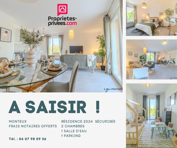 APPARTEMENT T3- 70,46 m² Idéalement situé: 227000  avec terrasse , double garage. Très Grand confort MONTEUX (84170)