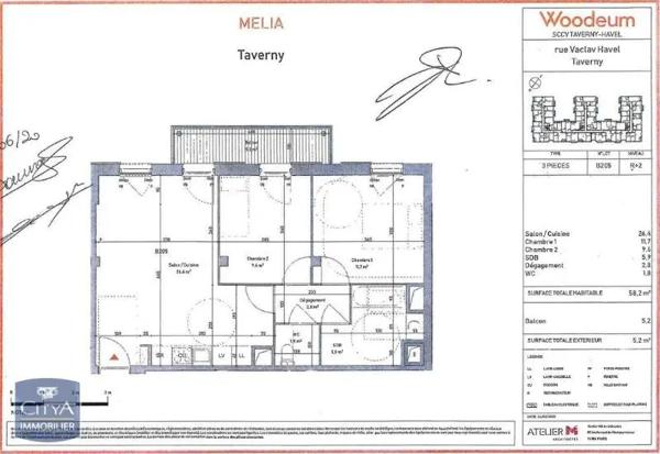 Appartement à louer 3 pièces 58.2m² Taverny (95150)
