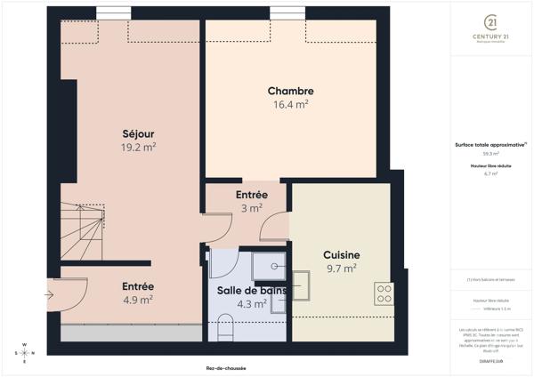 Appartement F3 à vendre  3 pièces - 51,37 m 2   RAMBOUILLET  - 78