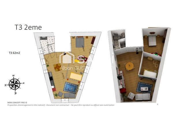 Spacieux T3 de 62 m² au cœur de Lens-Lestang