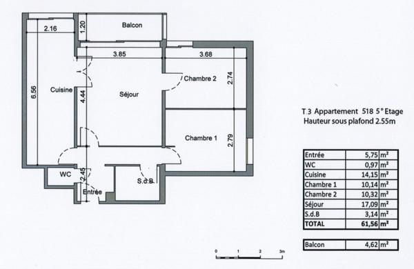 Appartement Merignac 3 pièce(s) 62 m2