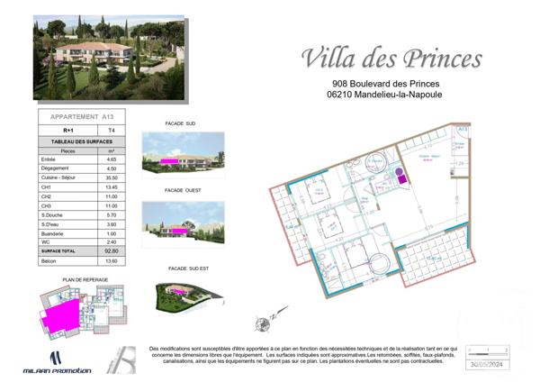 Appartement F4 à vendre  4 pièces - 95,30 m2 MANDELIEU LA NAPOULE - 06