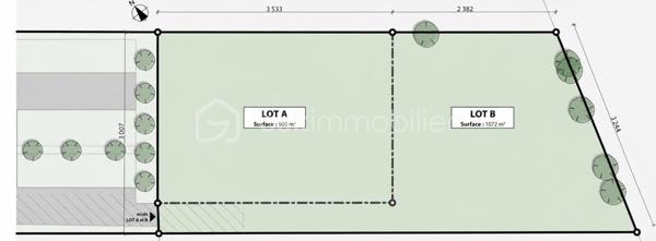 Terrain de 1 072 m²