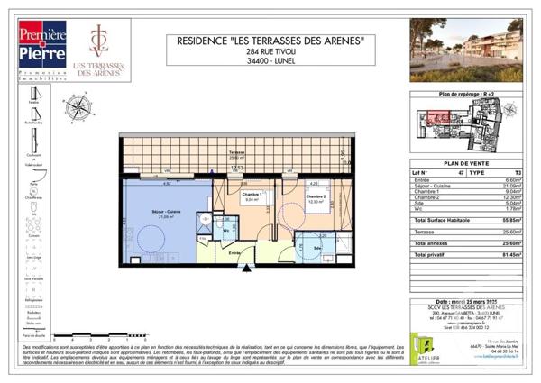 Appartement T3 à vendre  3 pièces - 55,85 m2 LUNEL - 34