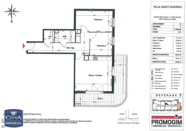 Appartement à louer 3 pièces 65.75m² Villeneuve-Loubet (06270)