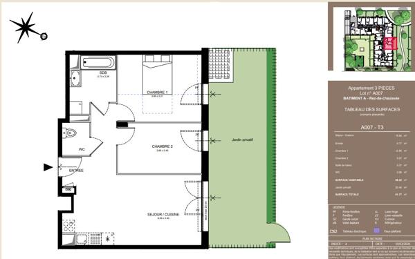 A VENDRE Appartement de type 3 avec jardin privatif sur AVRILLE