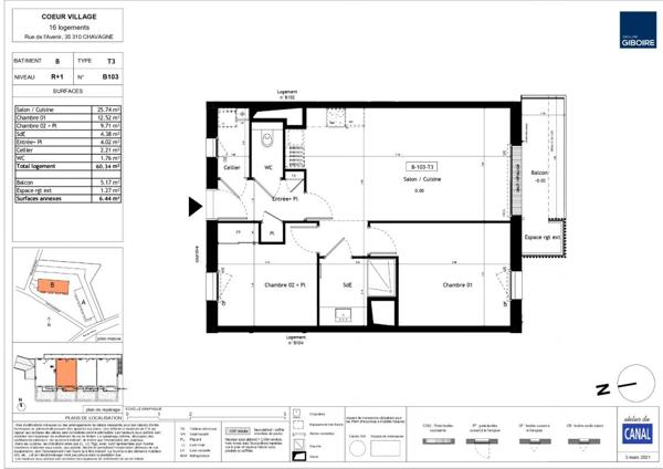 Appartement T3 à louer Chavagne - 60 m² (réf : 547064)