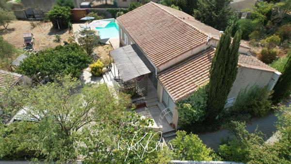 Villa de plain-pied 4 faces avec piscine  -  Terrain constructible et divisible de 2 442 m² -  Sallèles-d'Aude ? Proche Narbonne