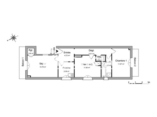 Location Appartement 3 pièces 60.54 m² - 1° ETAGE Canet En Roussillon 66140