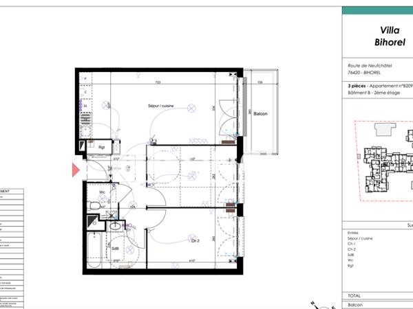 Location Appartement 3 pièces 61.25 m² - 224 RTE DE NEUFCHATEL Bihorel 76420