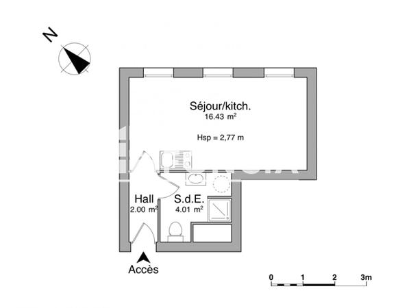 Location Studio 22.44 m² - 32 RUE DU MAIRE ANDRE Lille 59000