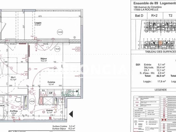 Location Appartement 2 pièces 42.5 m² - LES HAUTS DE ROMPSAY D21 - 188 AVENUE DU CIMETIERE La Rochelle 17000