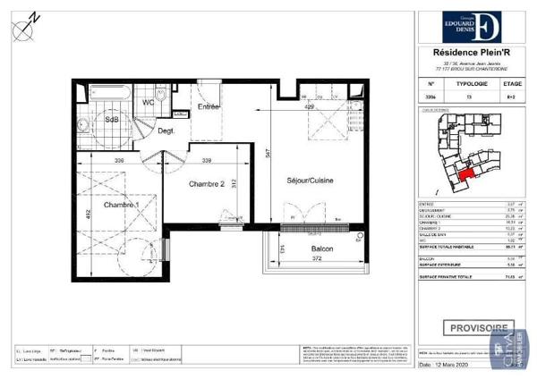 Appartement à louer 3 pièces 65.71m² Brou-sur-Chantereine (77177)