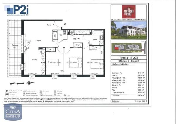 Appartement à louer 4 pièces 81.85m² Le Taillan-Médoc (33320)