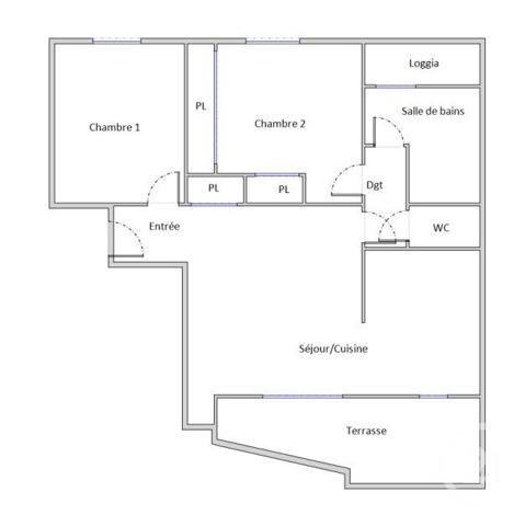 Appartement F3 à vendre  3 pièces - 59,46 m2 MONTPELLIER - 34