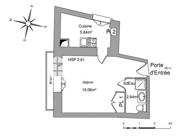 Location Studio 24.74 m² - 157 BOULEVARD DU PONT ACHARD Poitiers 86000