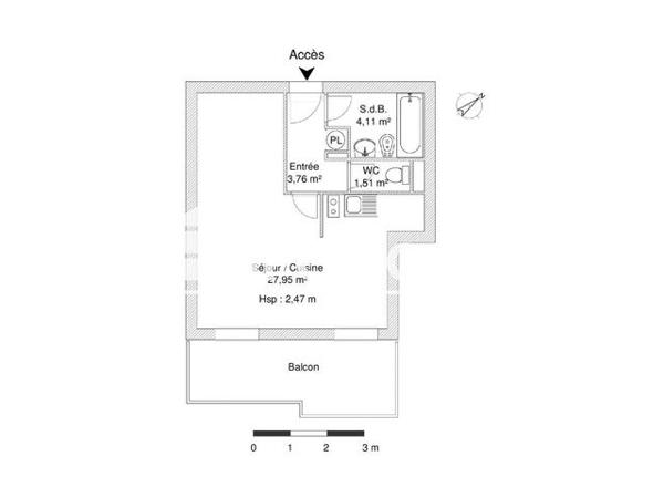 Location Studio 37.48 m² - 45 RUE PIGNI Toulouse 31500