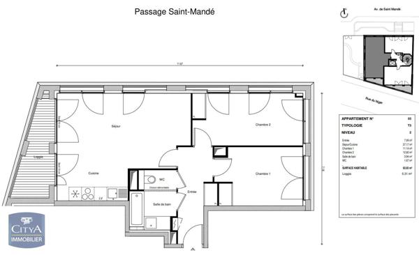 Appartement à vendre 3 pièces 69.12m²