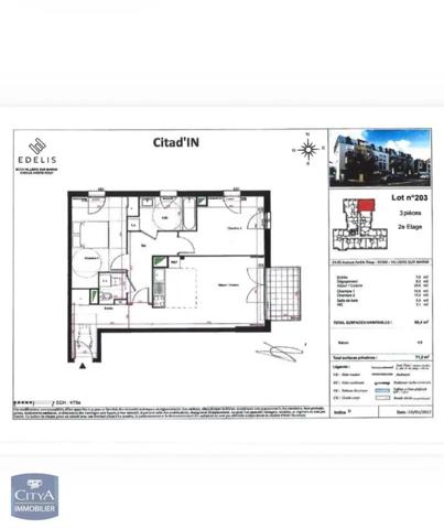 Appartement à louer 3 pièces 66.4m² Villiers-sur-Marne (94350)