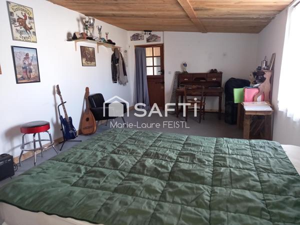 Amoureux de la nature et des chevaux, ce bien est fait pour vous ! Cette maison de 130 m² habitables, avec un grenier aménageable, se compose de :  3 chambres,  De grandes pièces de vie, avec une salle à manger et un vaste salon,  2 salles de bain,  2 WC.  La propriété comprend également plusieurs dépendances, 3 box à chevaux et un rond de longe, parfait pour les passionnés d’équitation. Le terrain de 8 000 m² offre un vaste espace extérieur, idéal pour profiter de la nature ou réaliser divers projets.