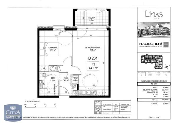 Appartement à louer 2 pièces 44m²