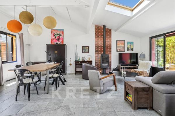 Maison type loft de plain-pied avec jardin