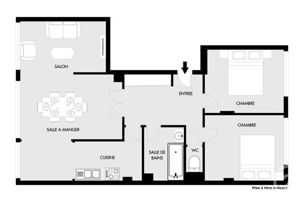 Appartement F3 à vendre  3 pièces - 69,53 m2 PARIS - 75013