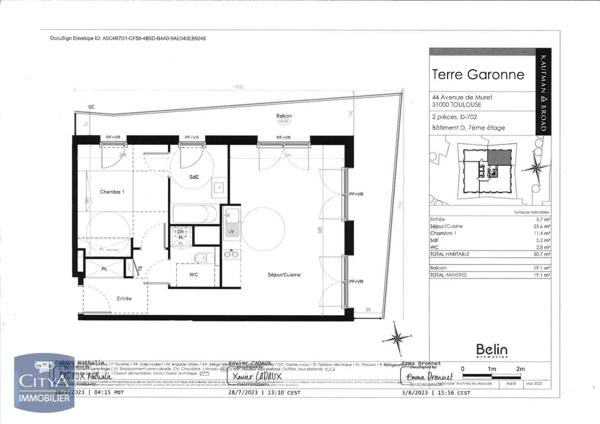 Appartement à louer 2 pièces 50.7m² Toulouse (31300)