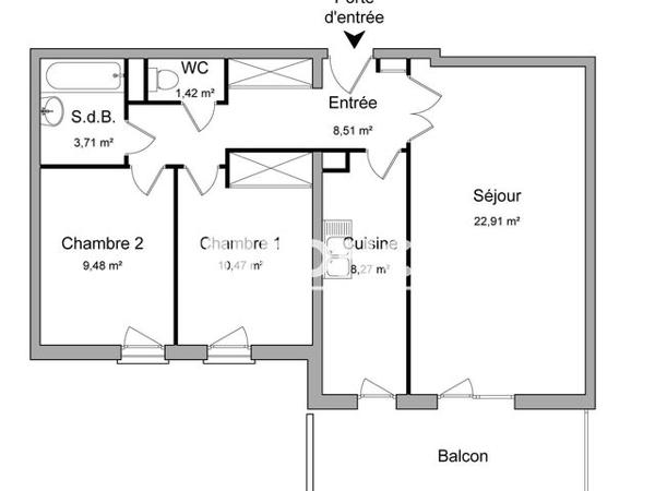 Location Appartement 3 pièces 64.77 m² - LA COUR DES MUSES Illkirch Graffenstaden 67400