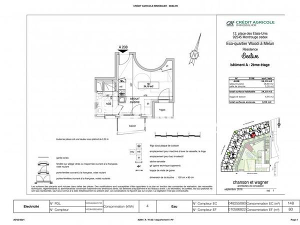 Location Studio 24.1 m² - 374 AV. PAUL EMILE VICTOR Melun 77000