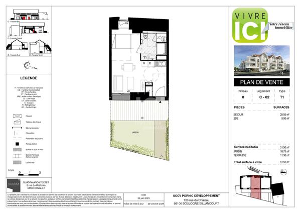 Appartement Pornic 2 pièce(s) 45.45 m2 TERRASSE