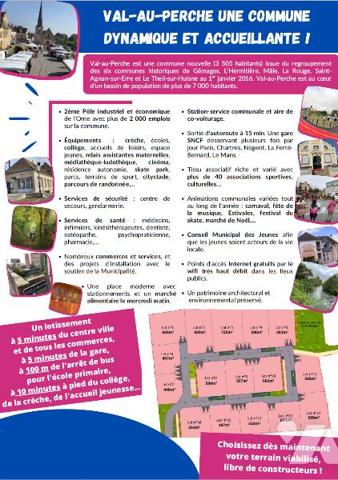 A VAL AU PERCHE, 15 TAB viabilisés (eau, TAE, gaz, électricité, télécoms) de 440 m² à 666 m².