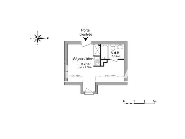 Location Studio 18.5 m² - 4 ALLEE DE L'ILE MEABAN Vannes 56000