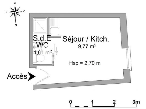 Location Studio 11.38 m² - 31 AVENUE DE PARIS Vincennes 94300