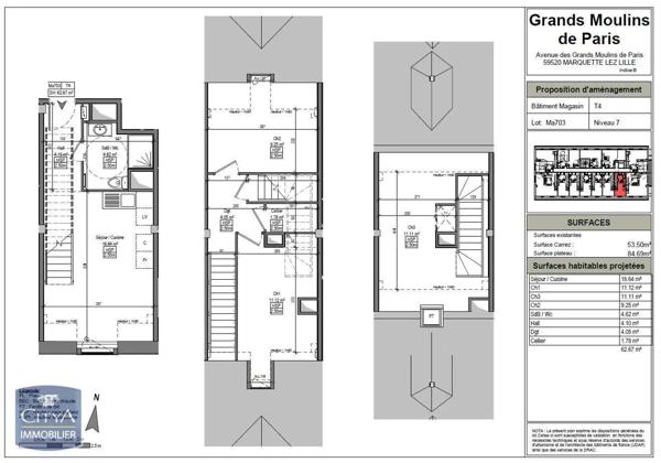 Appartement à louer 4 pièces 62.76m²
