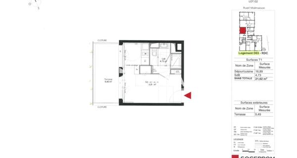 Location Studio 21.62 m² - Rueil-malmaison 92500