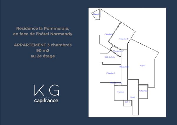 Deauville hypercentre, appartement 3 chambres en face de l'hôtel Normandy avec parking en sous‑sol