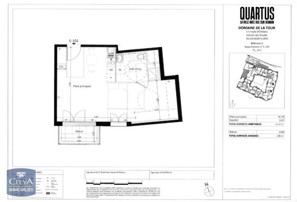 Appartement à louer 1 pièce 40.69m²