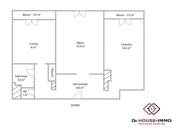 Appartement à vendre 2 pièces de 51 m²