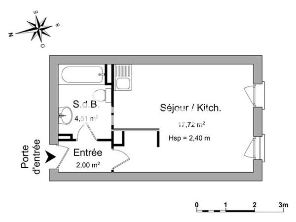 Location Studio 24.2 m² - 95 AVENUE DE MIGRON Biarritz 64200