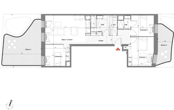 Nice – Programme neuf 4 pièces, terrasses de 40m2 et parking
