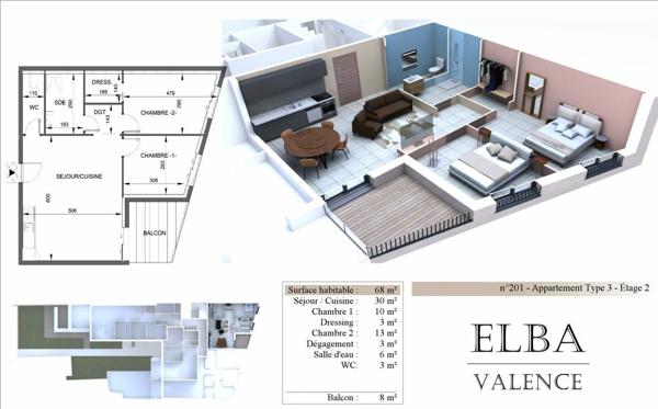 Appartement à vendre    3 pièces • 68 m2 Valence